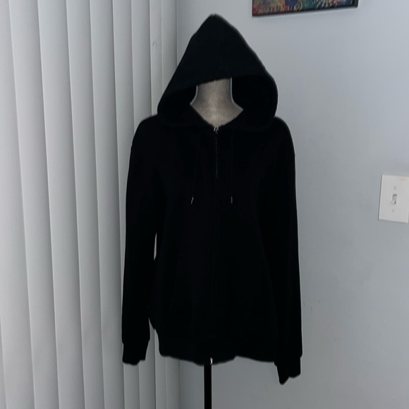 H&M Divided Black Bomber Jacket Size Medium Athleisure Zip Up Hooded Jacket - Picture 1 of 6
